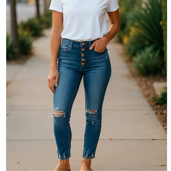 KanCan For Maurices Jeans Womens 28 High Rise Button Fly Cropped Skinny … - Picture 1 of 10